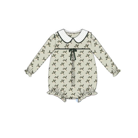 Preorder 10.21 MOQ 5 pcs LR2746 Mallard Ducks Green Girls Romper