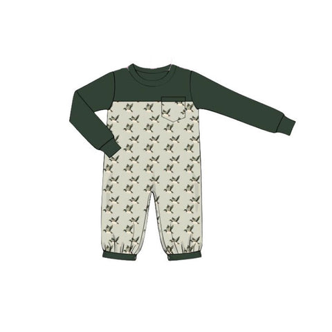 Preorder 10.21 MOQ 5 pcs LR2747 Mallard Ducks Green Boys Romper