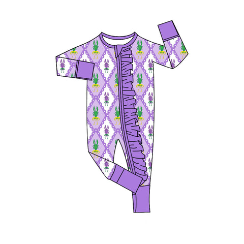 Preorder 10.21 MOQ 5 pcs LR2749 Crawfish Purple Baby Sleepers Romper
