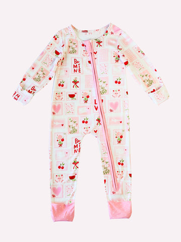 Preorder 10.21 MOQ 5 pcs LR2750 Valentine's Day Love Flower Baby Sleepers Romper