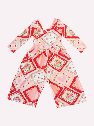 Preorder 10.21 MOQ 5 pcs LR2751 Valentine's Day Love Flower Girl's Jumpsuit