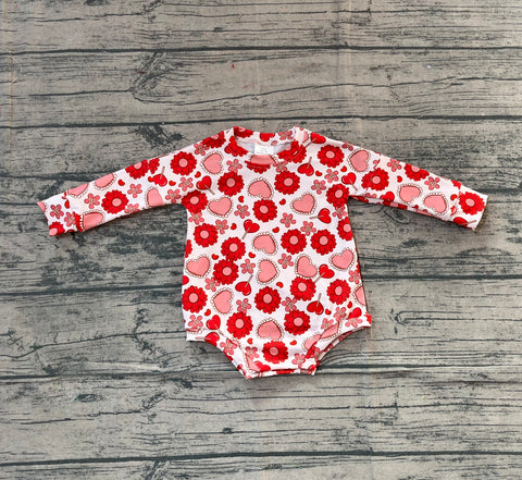 Preorder Samples LR2758 Valentine's Day Love Flower Red Baby Girls Romper