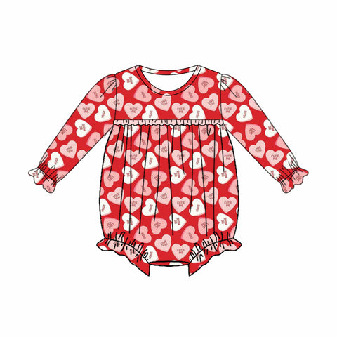 Preorder 10.28 MOQ 5 pcs LR2763 Valentine's Day Love You Red Baby Girls Romper