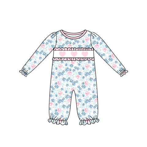 Preorder 10.28 MOQ 5 pcs LR2764 Valentine's Day Flower Love Pink Baby Girls Romper