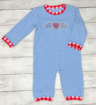 Preorder 10.29 MOQ 5 pcs LR2765 Valentine's Day Love Blue Baby Boys Romper