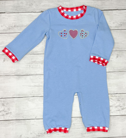 Preorder 10.29 MOQ 5 pcs LR2765 Valentine's Day Love Blue Baby Boys Romper