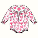 Preorder Samples LR2767 Embroidery Valentine's Day Love Pink Baby Bubble Romper