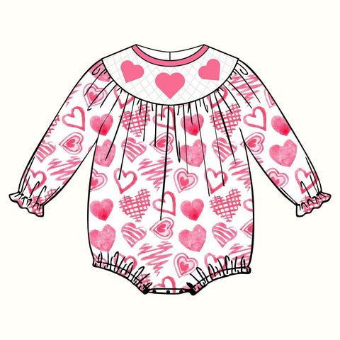 Preorder 10.29 MOQ 5 pcs LR2767 Valentine's Day Love Pink Baby Bubble Romper