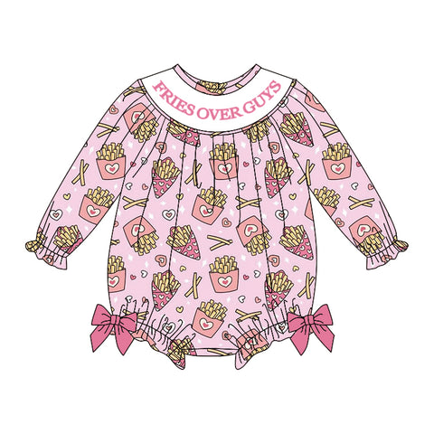 Preorder 10.29 MOQ 5 pcs LR2768 Valentine's Day Fries over guys Pink Baby Bubble Romper