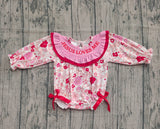 Preorder Samples LR2769 Smocked Jesus Loves Me Flower Red Baby Bubble Romper