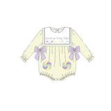 Preorder Samples LR2770 Mardi Gras Bows Purple Cute Baby Girls Romper