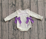 Preorder Samples LR2770 Mardi Gras Bows Purple Cute Baby Girls Romper