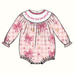 Preorder 10.29 MOQ 5 pcs LR2771 Coquette Bows Pink Baby Bubble Romper