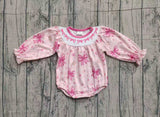 Preorder Samples LR2771 Embroidery Coquette Bows Pink Baby Bubble Romper