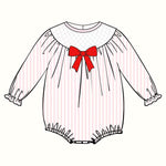 Preorder 10.29 MOQ 5 pcs LR2773 Bows Stripe Pink Baby Bubble Romper