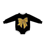 10.10 Pre-order LR2774 baby  yellow bow black long sleeves romper