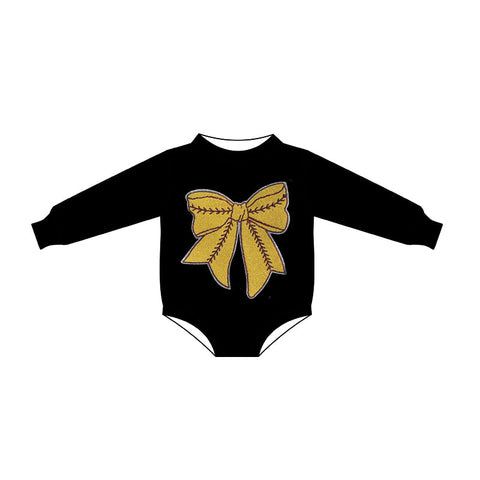 10.10 Pre-order LR2774 baby  yellow bow black long sleeves romper