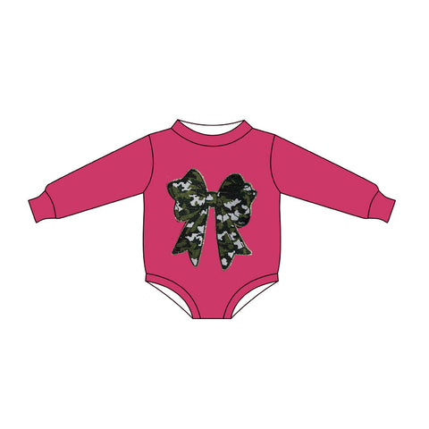 10.10 Pre-order LR2776 baby girls camo bow rose long sleeves romper