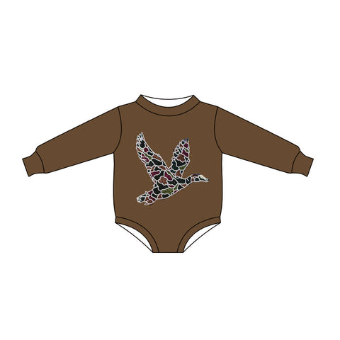 10.10 Pre-order LR2777 baby girls camo duck brown long sleeves romper
