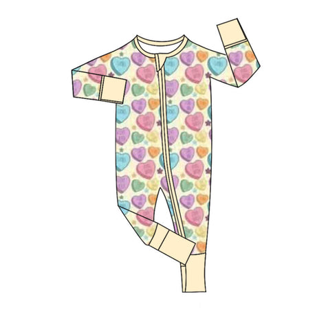 10.10 Pre-order LR2778 baby girls Valentine's Day zipper yellow long sleeves romper