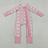 LR2781 Valentine's Day Love Pink Baby Zipper Romper Sleepers