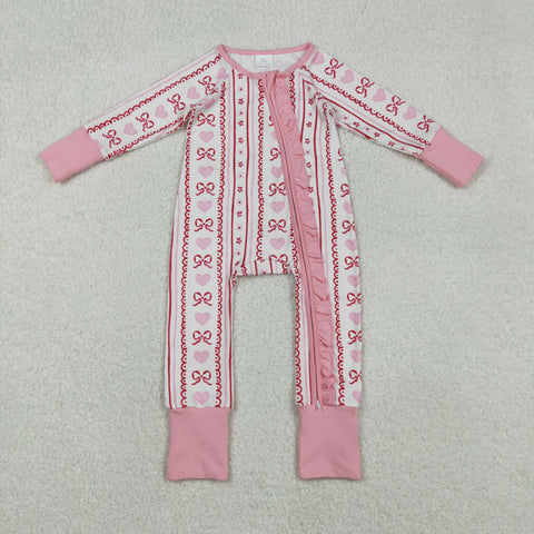 LR2781 Valentine's Day Love Pink Baby Zipper Romper Sleepers