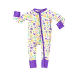 10.10 Pre-order LR2782 baby girls Maidi Gras leopard zipper long sleeves romper