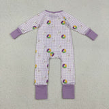 LR2783 Mardi Gras Donut  Baby Sleepers Footie Romper