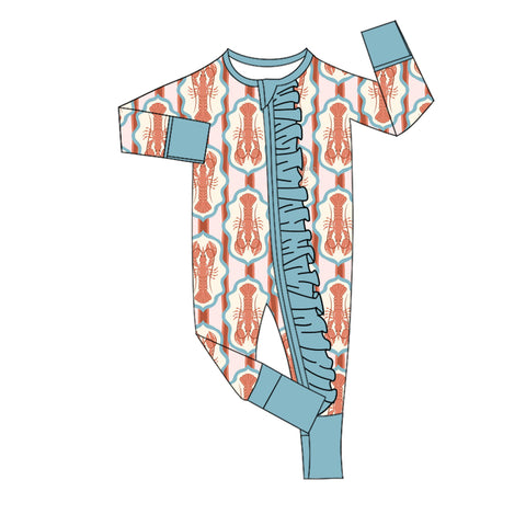 Preorder 11.01 MOQ 5 pcs LR2788 Crawfish Cute Baby Sleepers Romper