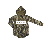 Preorder Samples LR2793 Embroidery MAMA'S BOY Camo Hoodie Baby Boys Romper