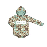 Preorder Samples LR2795 Embroidery MAMA'S BOY Camo Hoodie Baby Boys Romper