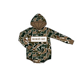 Preorder Samples LR2796 Embroidery MAMA'S BOY Camo Hoodie Baby Boys Romper