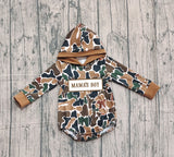 Preorder Samples LR2796 Embroidery MAMA'S BOY Camo Hoodie Baby Boys Romper