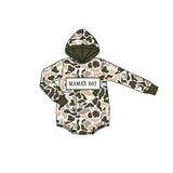 Preorder Samples LR2797 Embroidery MAMA'S BOY Dog Camo Hoodie Baby Boys Romper