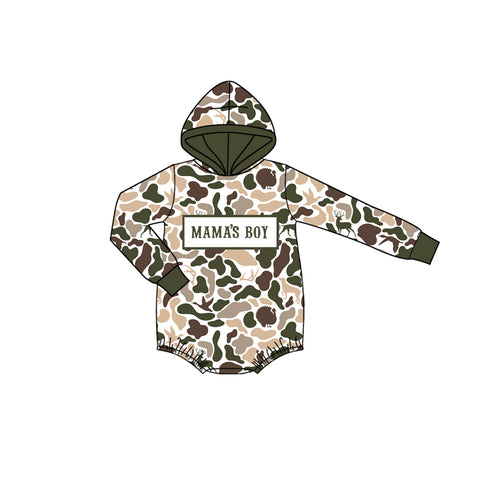 Preorder 11.04 MOQ 5 pcs LR2797 MAMA'S BOY Dog Camo Hoodie Baby Boys Romper