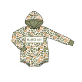 Preorder Samples LR2798 Embroidery MAMA'S BOY Dog Camo Hoodie Baby Boys Romper