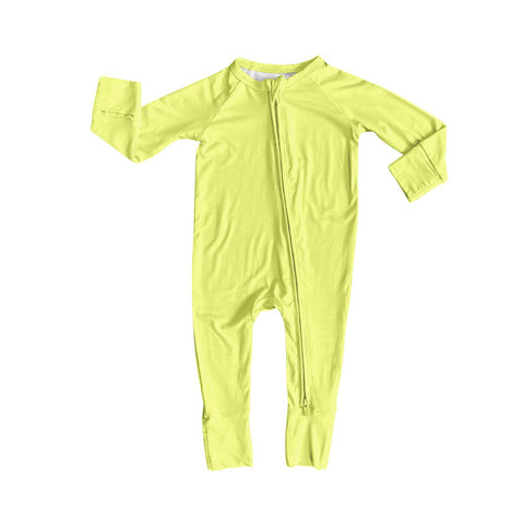 Preorder 11.16 MOQ 5 pcs LR2799 Solid Color Yellow Baby Sleepers Romper