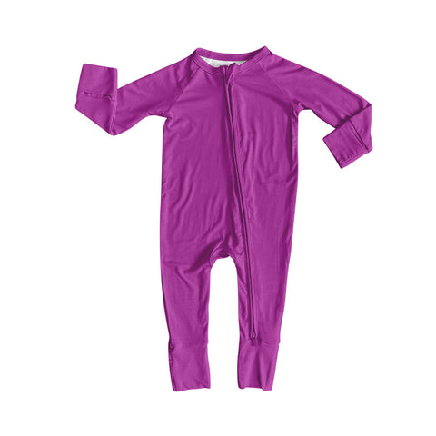 Preorder 11.16 MOQ 5 pcs LR2801 Solid Color Purple Baby Sleepers Romper