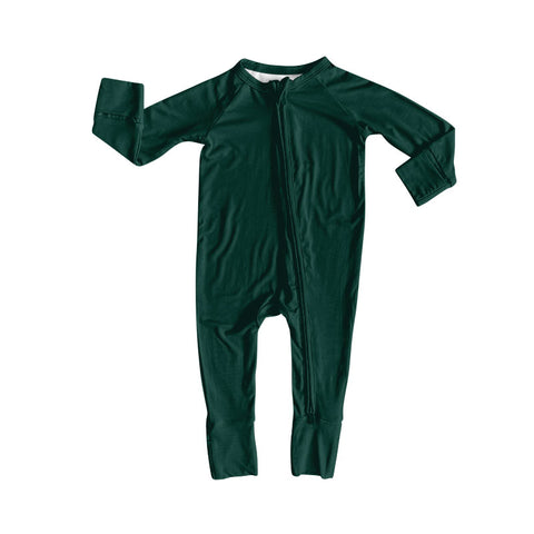 Preorder 11.16 MOQ 5 pcs LR2804 Solid Color Green Baby Sleepers Romper