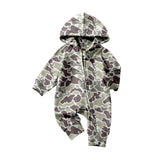 Preorder Samples LR2811 Hunting Camo Hoodie Zipper Baby Boys Romper