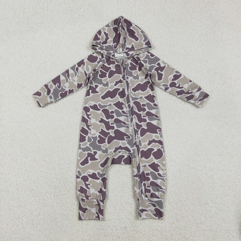 LR2811 Hunting Camo Hoodie Zipper Baby Boys Romper