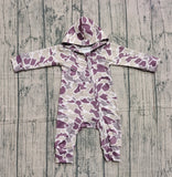Preorder Samples LR2811 Hunting Camo Hoodie Zipper Baby Boys Romper