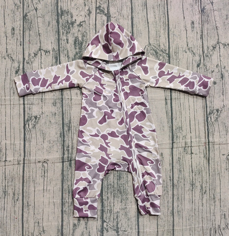 Preorder Samples LR2811 Hunting Camo Hoodie Zipper Baby Boys Romper
