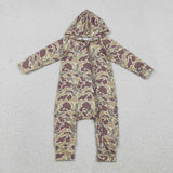 LR2812 Hunting Camo Hoodie Zipper Baby Boys Romper Sleepers