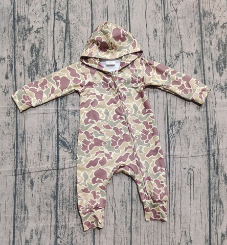 Preorder Samples LR2812 Hunting Camo Hoodie Zipper Baby Boys Romper