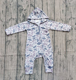 Preorder Samples LR2813 Hunting Camo Hoodie Zipper Baby Boys Romper