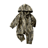 Preorder Samples LR2814 Hunting Camo Hoodie Zipper Baby Boys Romper