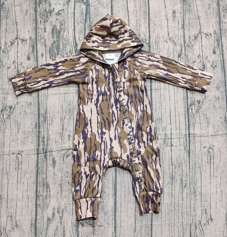 Preorder Samples LR2814 Hunting Camo Hoodie Zipper Baby Boys Romper