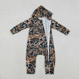 LR2815 Hunting Camo Hoodie Zipper Baby Boys Romper