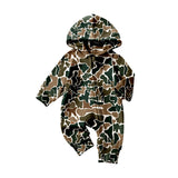 Preorder Samples LR2815 Hunting Camo Hoodie Zipper Baby Boys Romper